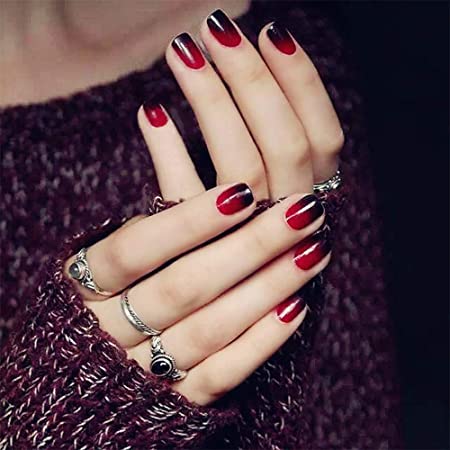 Black And Red Decorated Nails