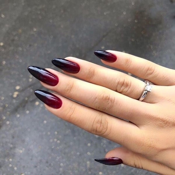 Black And Red Decorated Nails