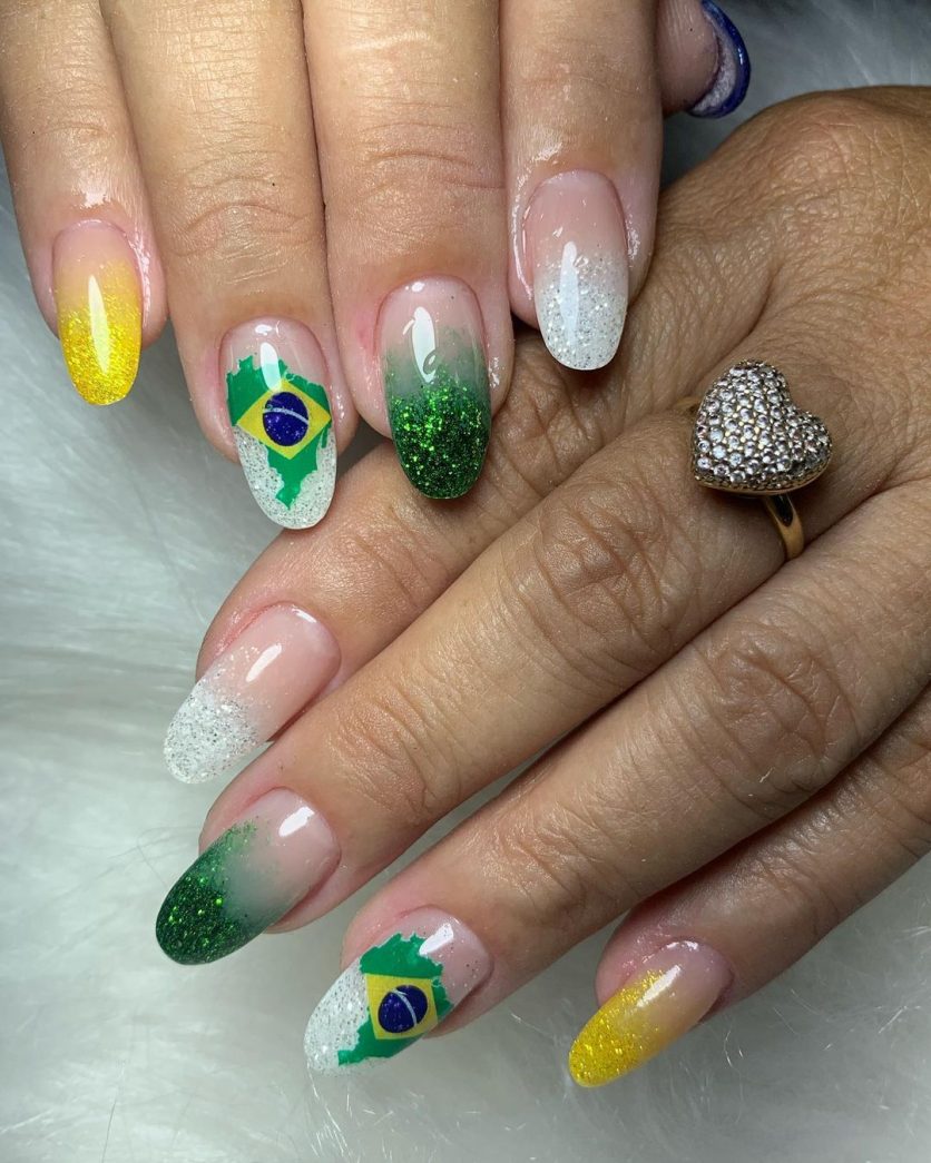 35 Ideias De Unhas Decoradas Brasil Verde Azul E Amarelo