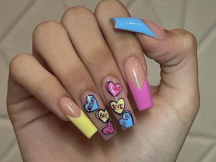 Heart Decorated Nails