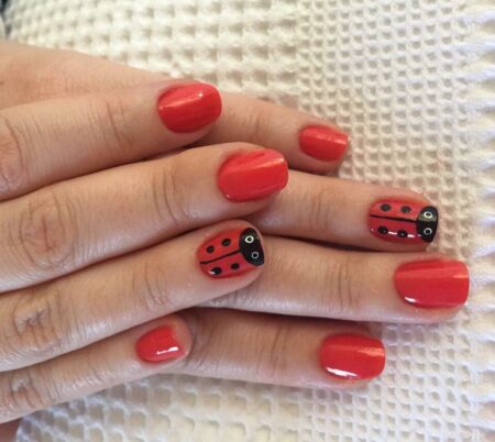 Ladybug Decorated Nails