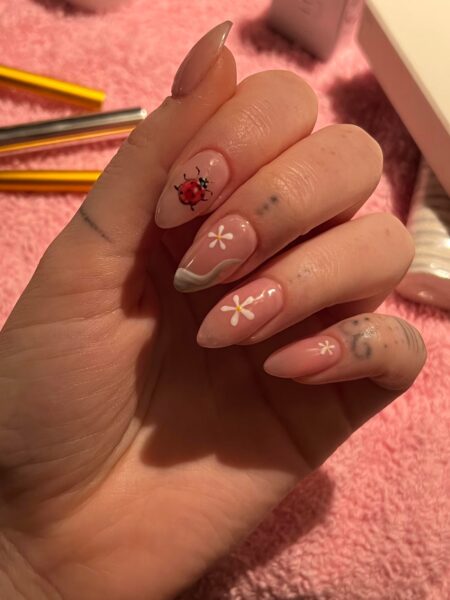 Ladybug Decorated Nails