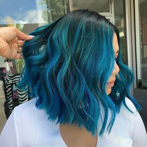 Blue Hair with Highlights