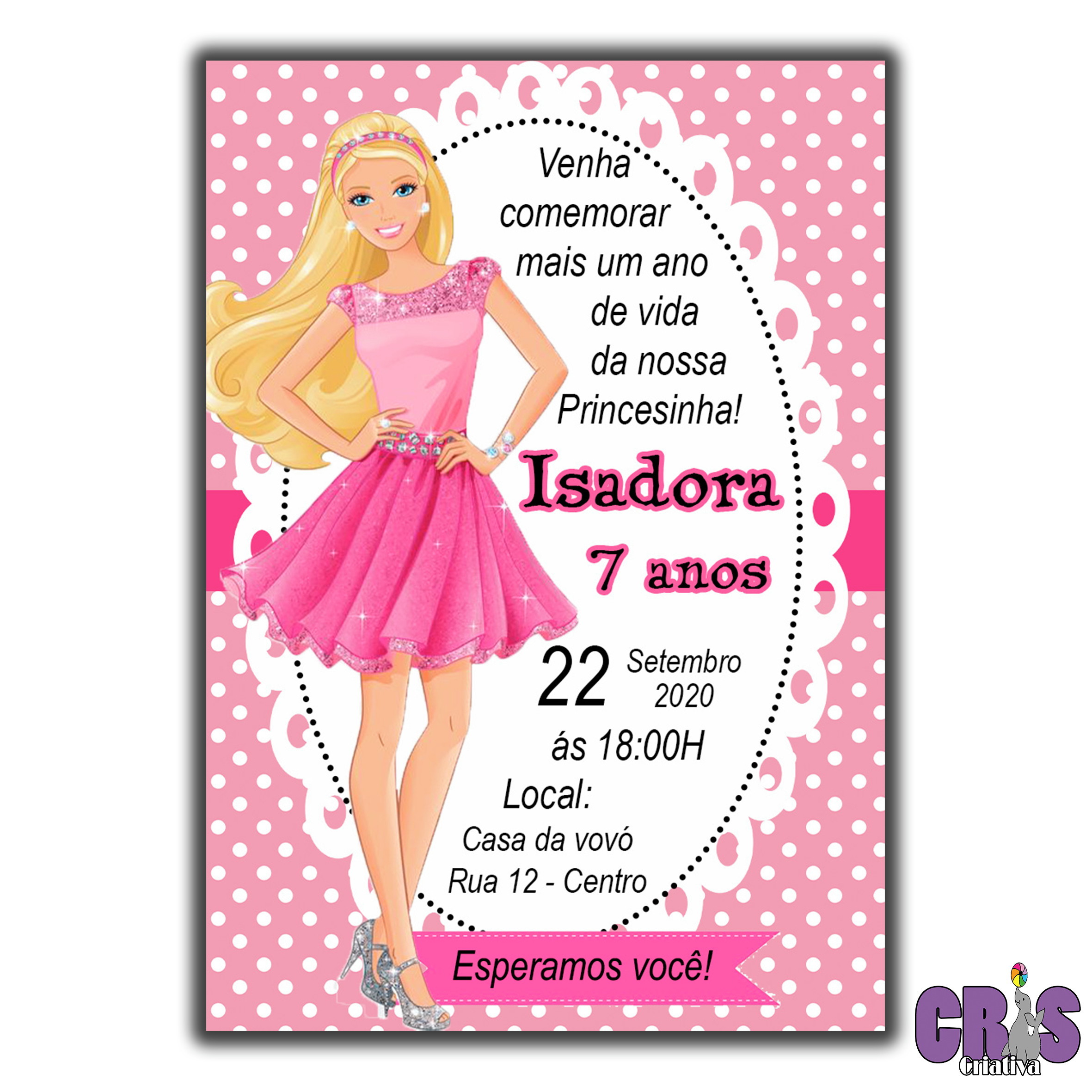 Convite para Festa da Barbie