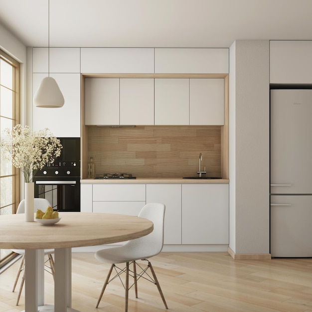 White Kitchen with Wood