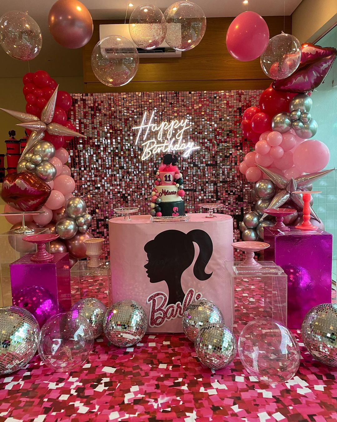 Decoração de festa da barbie