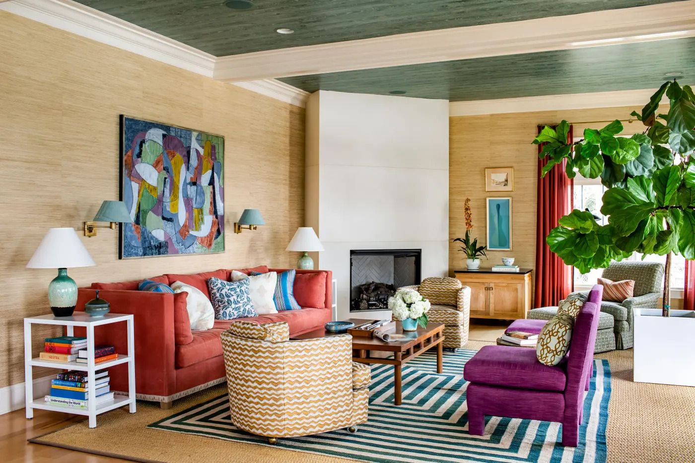 Living Room Decoration with Colorful Rug