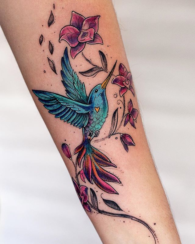 Tatuagem de Beija Flor