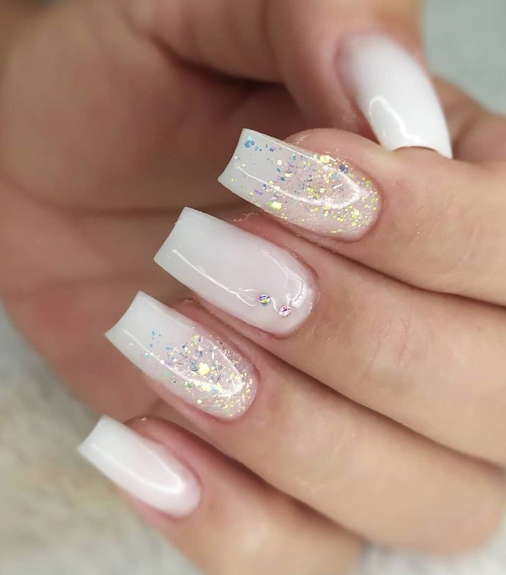 Unhas Decoradas Brancas Com Glitter