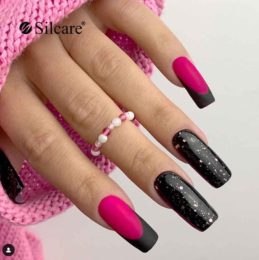 Unha Rosa Neon Preto