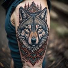 tatuagem de lobo feminina no braço