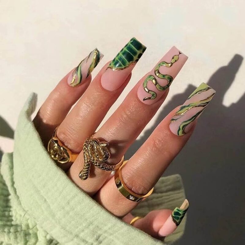 Green Decorated Nail