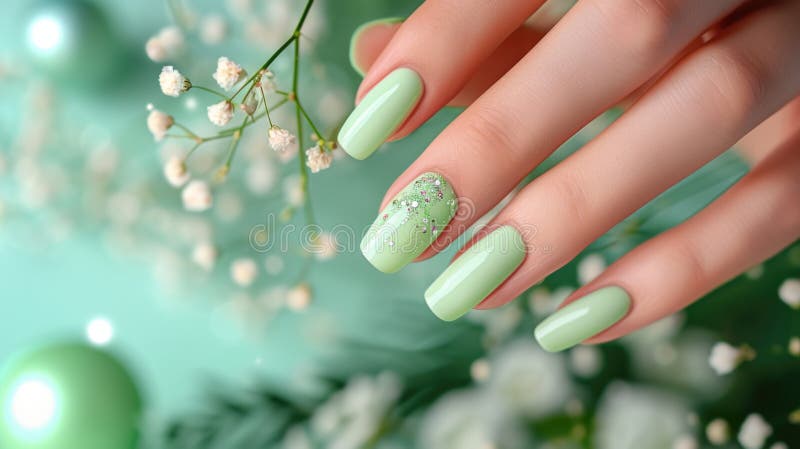 Green Decorated Nail