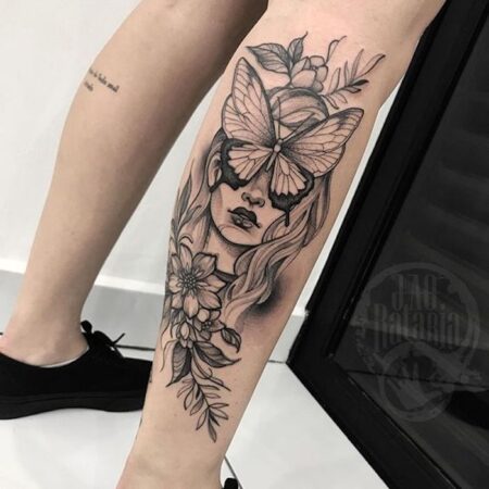 tatuagem feminina panturrilha