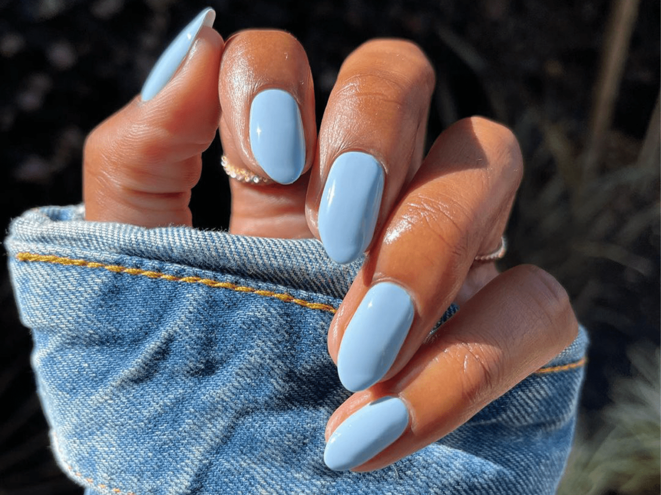 Nail Decorated With Light Blue