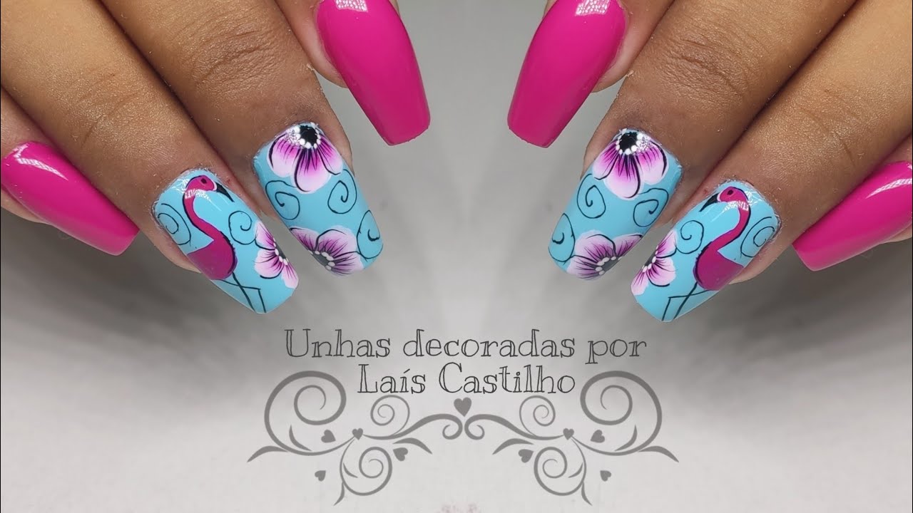 Unha Decorada Flamingo