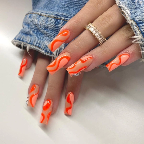 Orange Decorated Nail