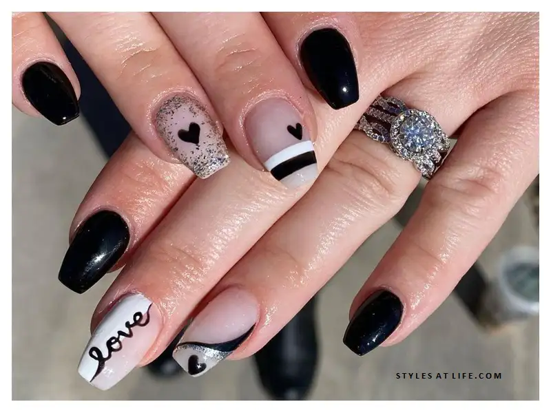 Black Decorated Nail