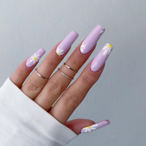 Purple Decorated Nail