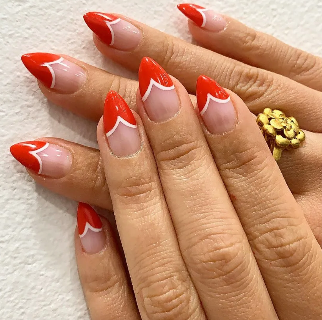 Red And White Decorated Nail