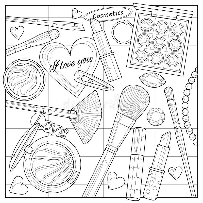 makeup coloring pages