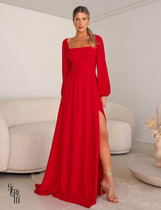 vestido vermelho longo