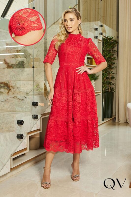 vestido vermelho midi