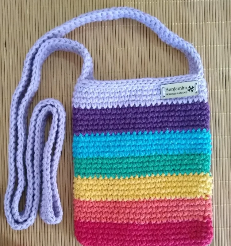 bolsa de croche arco iris