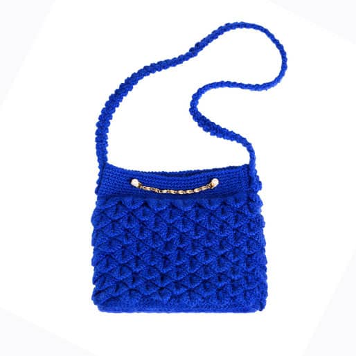 bolsa de crochê azul