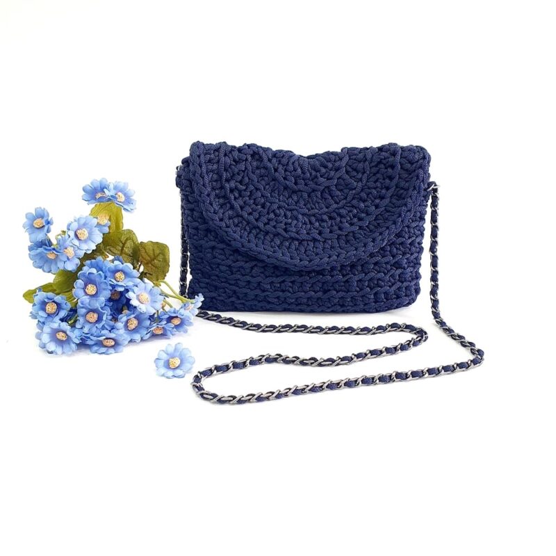 bolsa de crochê azul