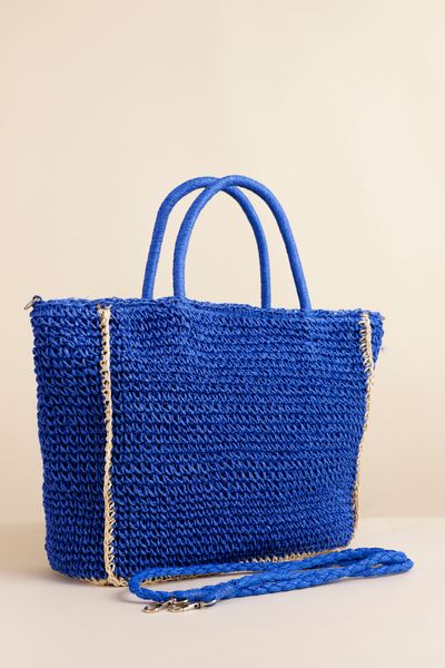 bolsa de crochê azul