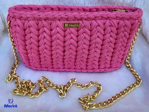 bolsa de crochê rosa