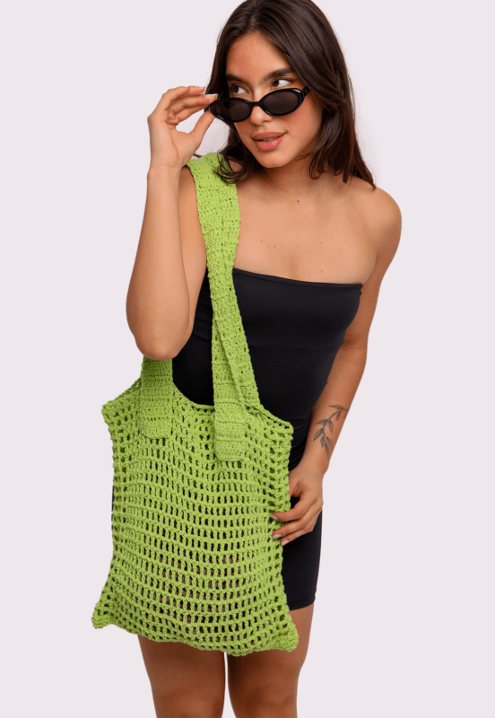 bolsa de crochê verde