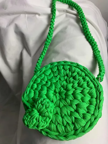 bolsa de crochê verde