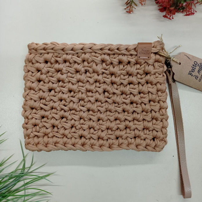 bolsa de croche com fio de malha