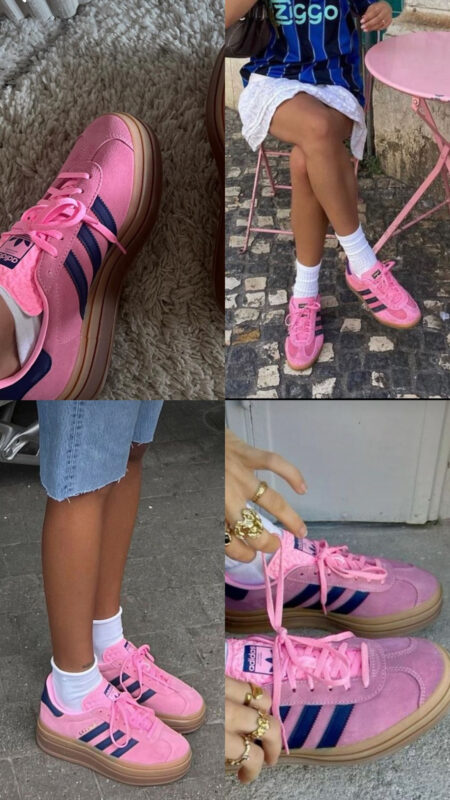 fashion look with pink shoes