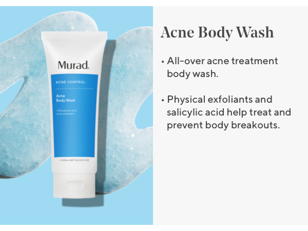 Amazon.com: Murad Acne Body Wash - Acne Control All-Over Blemish Cleanser with Salicylic Acid & Green Tree Extract - Exfoliating Skin Care Treatment Backed by Science, 8.5 Oz : Beauty & Personal Care